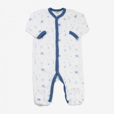 Pyjama Bébé en Velours Étoiles Bleues - Trois Kilos Sept